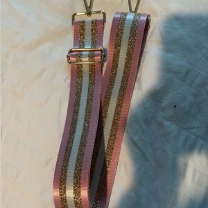 Pink and Gold Striped Bag Strap